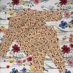 Floral Baby Girl Matching Set - Cream and Red